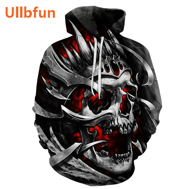 Ullbfun Sweatshirt 3D Skull Printed Pullovers Hoodies (18)